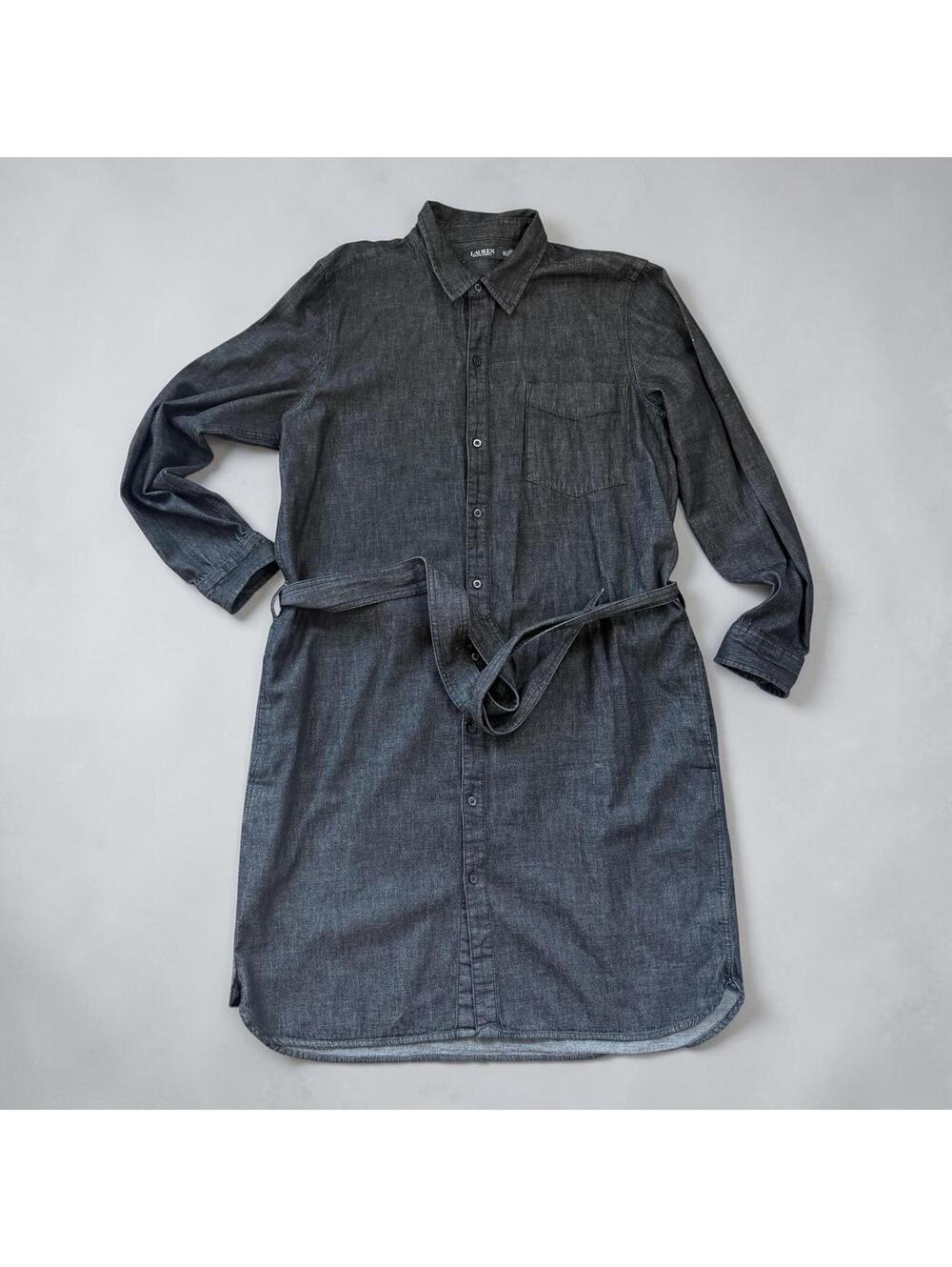 Lauren Ralph Lauren Black Denim Shirt Dress XXL